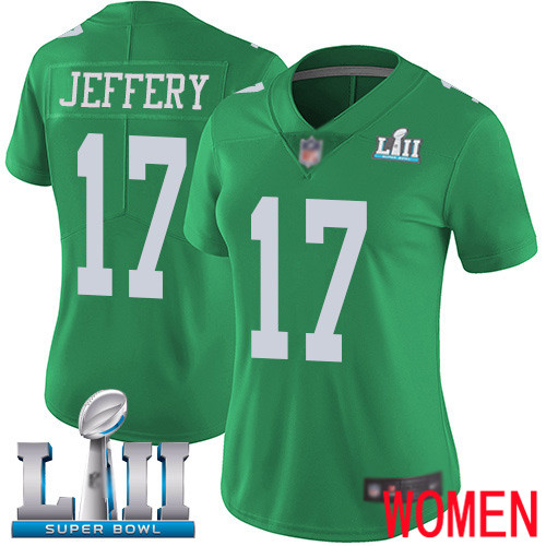 Women Philadelphia Eagles 17 Alshon Jeffery Limited Green Rush Vapor Untouchable NFL Jersey Super Bowl LII